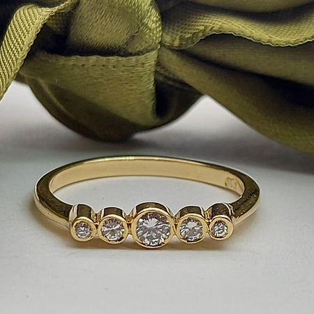 Ladies 18ct (750, 18K) Yellow Gold 0.18ct Natural Diamond Bezel Dress Ring