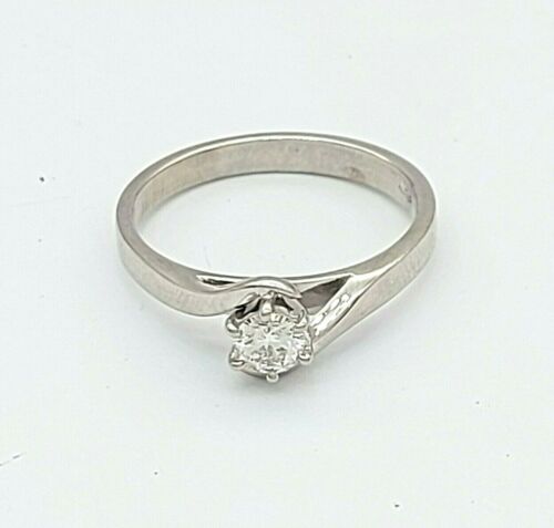 Ladies Ring 18ct (750, 18K) White Gold (0.25ct) Natural Diamond Solitaire Ring