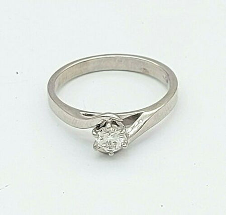 Ladies Ring 18ct (750, 18K) White Gold (0.25ct) Natural Diamond Solitaire Ring