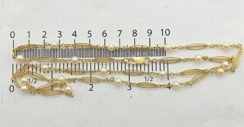 Ladies 18ct (750, 18K) High Quality Yellow Gold Natural Pearl Chain Necklace