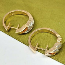 Load image into Gallery viewer, Ladies Yellow Gold 14ct (585, 14K) Unique Diamond (0.20ct) Swirl Huggie Earrings
