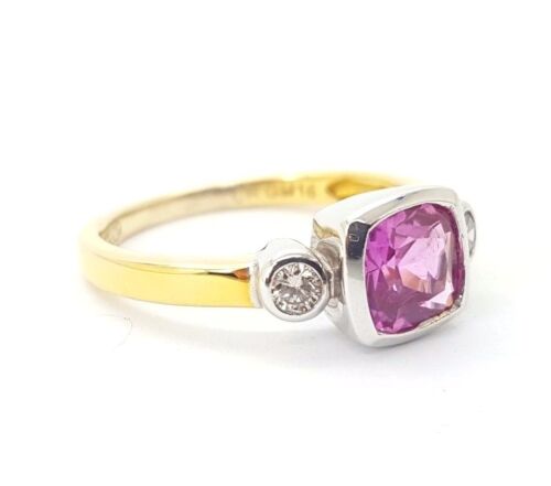 Ladies Ring 9ct (375, 9K) Yellow Gold Ladies Pink Created Sapphire Ring