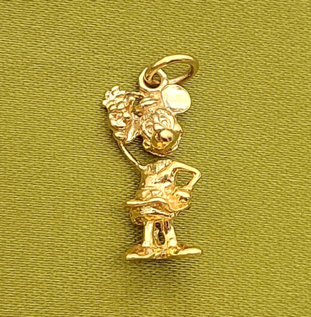 Unisex Solid Yellow Gold 9ct (375, 9K) Rare Minnie Mouse Pendant