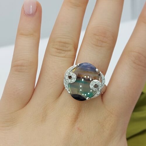 Ladies Landscape Ring 14ct (585, 14K) White Gold Diamond (20pts) Dress Ring