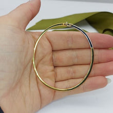 Load image into Gallery viewer, Ladies Bangle 9ct (375, 9K) Two Tone Gold Diamond (25pts) Oval Bangle
