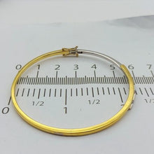 Load image into Gallery viewer, Ladies Bangle 9ct (375, 9K) Two Tone Gold Diamond (25pts) Oval Bangle
