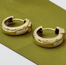 Load image into Gallery viewer, Ladies 9ct (375,9K) Real Solid Gold Amethyst 25pts Diamond Huggie Earrings
