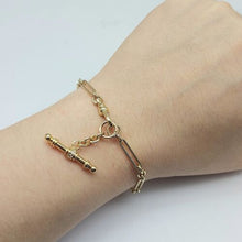 Load image into Gallery viewer, Ladies Yellow Gold 9ct (375, 9K) High Quality T-Bar Fancy Link Diamond Bracelet

