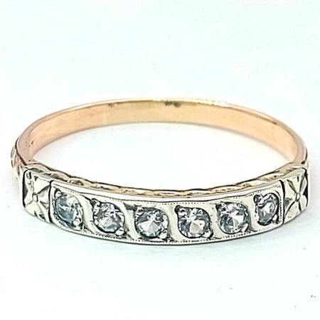 Ladies Tri-Tone Gold 9ct (375,9k) Vintage Floral Design Diamantes Dress Ring