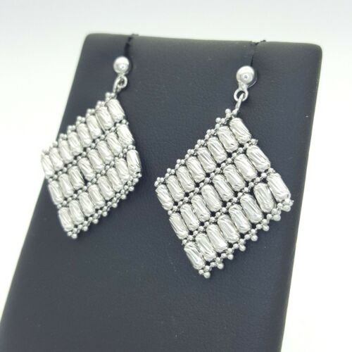 Ladies Earrings 14ct (585,14K) White Gold Movable Diamond Cut Dangle Earrings