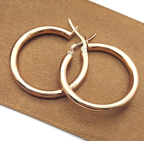 Ladies Earrings 9ct (375, 9K) Rose Gold (Pink) Hoop Earrings High Quality