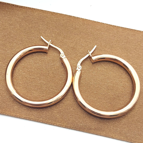 Ladies Earrings 9ct (375, 9K) Rose Gold (Pink) Hoop Earrings High Quality