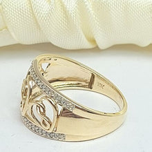 Load image into Gallery viewer, Ladies Yellow Gold 10ct (417,10K) MHJ Infinity Heart ring with Diamonds (15pts)
