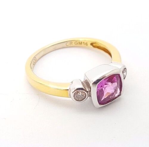 Ladies Ring 9ct (375, 9K) Yellow Gold Ladies Pink Created Sapphire Ring