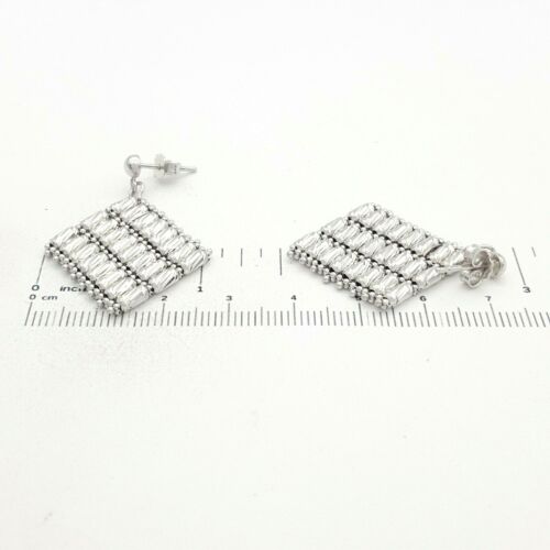 Ladies Earrings 14ct (585,14K) White Gold Movable Diamond Cut Dangle Earrings