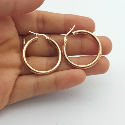 Ladies Earrings 9ct (375, 9K) Rose Gold (Pink) Hoop Earrings High Quality