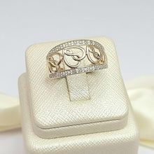 Load image into Gallery viewer, Ladies Yellow Gold 10ct (417,10K) MHJ Infinity Heart ring with Diamonds (15pts)
