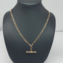 Load image into Gallery viewer, Ladies Yellow Gold 9ct (375,9K) Rare Antique Figaro Chain Pinched T-bar Necklace
