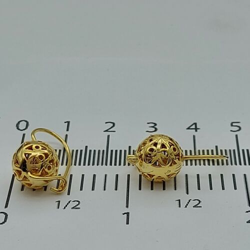 Ladies Earrings 9ct (375, 9K) Yellow Gold Ball Dangle Earrings