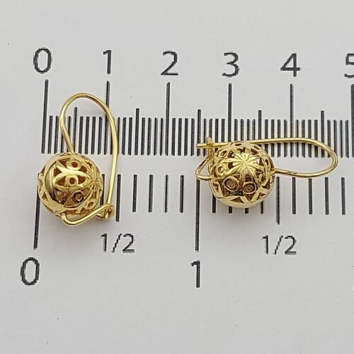 Ladies Earrings 9ct (375, 9K) Yellow Gold Ball Dangle Earrings