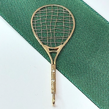 Load image into Gallery viewer, Unisex Yellow Gold 9ct (375, 9K) High Quality Mini Diamond Tennis Racket Pendant
