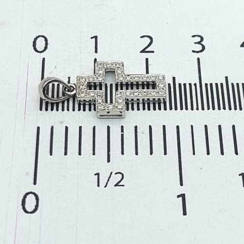 Ladies White Gold 18ct(750,18K) Natural (0.15ct) Diamond Religious Cross Pendant