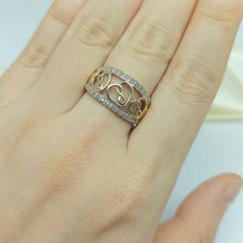 Load image into Gallery viewer, Ladies Yellow Gold 10ct (417,10K) MHJ Infinity Heart ring with Diamonds (15pts)
