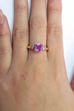 Load image into Gallery viewer, Ladies Ring 9ct (375, 9K) Yellow Gold Ladies Pink Created Sapphire Ring
