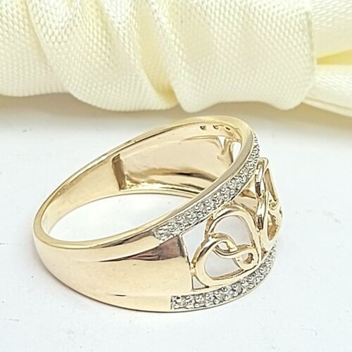 Ladies Yellow Gold 10ct (417,10K) MHJ Infinity Heart ring with Diamonds (15pts)
