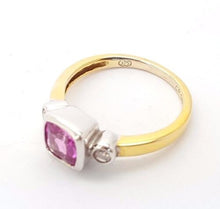Load image into Gallery viewer, Ladies Ring 9ct (375, 9K) Yellow Gold Ladies Pink Created Sapphire Ring
