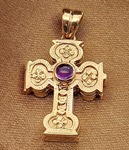 Load image into Gallery viewer, Unique Fold Rose Gold 9ct (375,9k) Filigree Cross Pendant with Natural Amethyst
