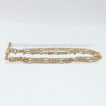 Load image into Gallery viewer, Ladies Yellow Gold 9ct (375,9K) Rare Antique Figaro Chain Pinched T-bar Necklace
