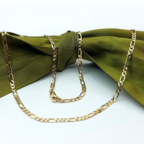 Ladies 9ct (375, 9K) High Quality Yellow Gold Figaro Minimalist Chain Necklace