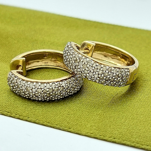 Ladies Earrings Yellow Gold 9ct (375,9K) Natural (0.75ct) Diamond Chip Earrings