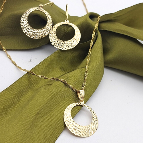 Ladies Jewellery Set 10ct MHJ Yellow Gold Two Piece Pendant & Earrings Set Pre-Owned